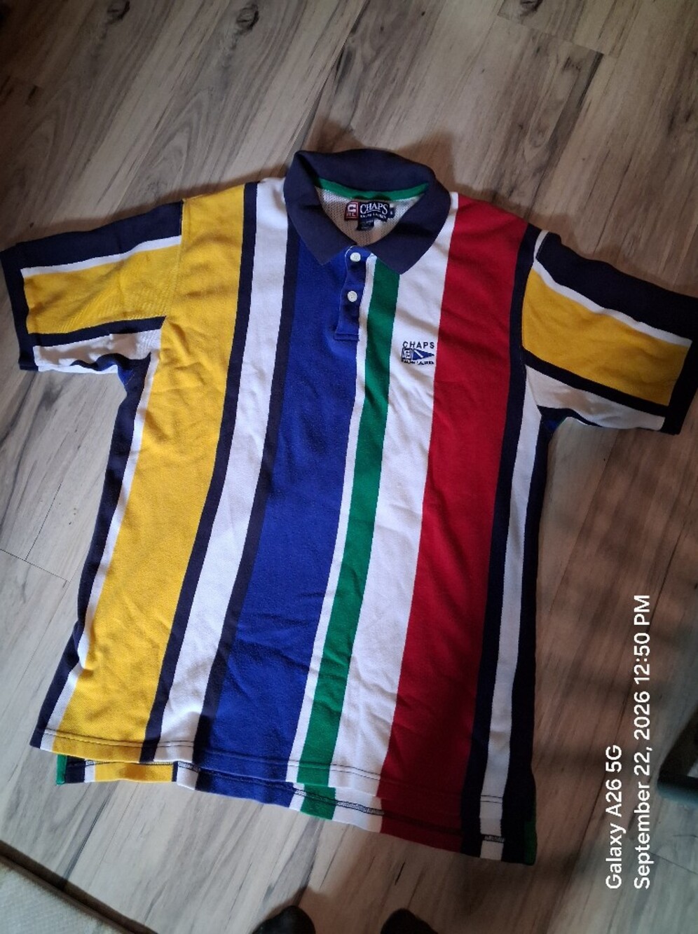 Chaps Mens Multi-Stripe Polo Shirt - Colorful Stripe